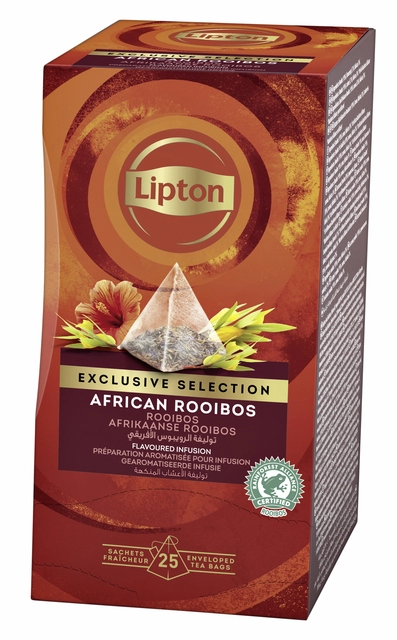 Een Thee Lipton Exclusive Afrikaanse rooibos 25x2gr koop je bij VHK Kantoorartikelen