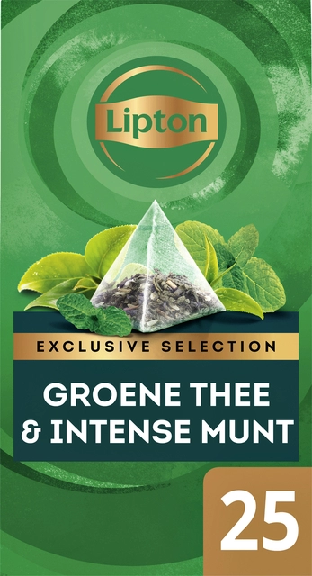 Een Thee Lipton Exclusive groene thee munt 25x2gr koop je bij VHK Kantoorartikelen