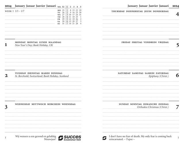 Een Calendarium 2025 Succes Senior 7 dagen/2pagina's koop je bij Hoekmankantoorartikelen.nl