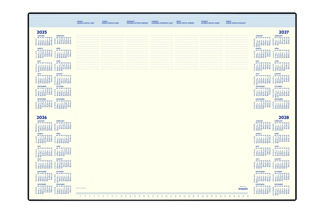 Een Onderlegblok 2025 Brepols Desk Mate 7dagen/1pagina 412x590x8mm 35vel in houder koop je bij Hoekmankantoorartikelen.nl