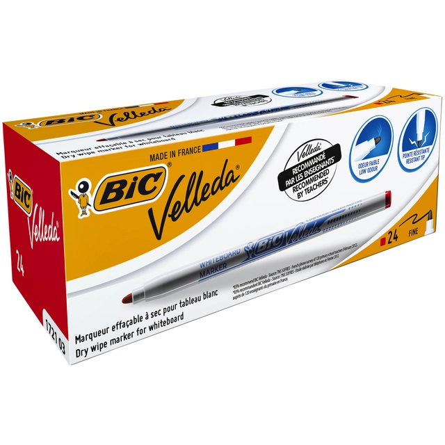 Een Viltstift Bic Velleda 1721 whiteboard rond fijn rood koop je bij VHK Kantoorartikelen