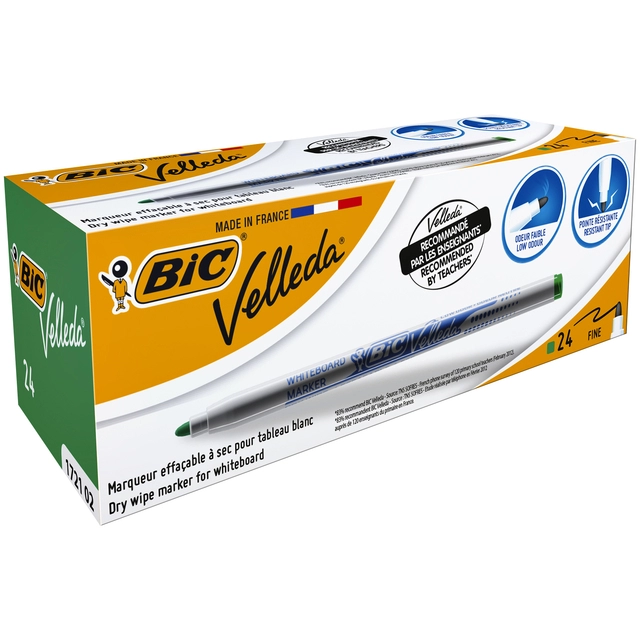 Een Viltstift Bic Velleda 1721 whiteboard rond fijn groen koop je bij VHK Kantoorartikelen