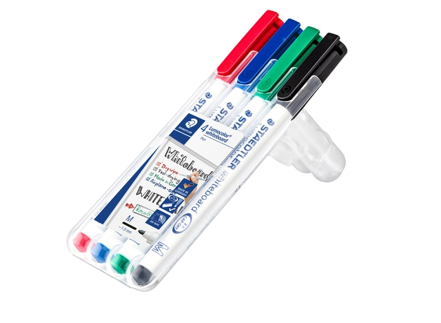 Een Viltstift Staedtler 301 whiteboard rond assorti 1mm 4stuks koop je bij VHK Kantoorartikelen