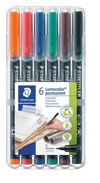 Een Viltstift Staedtler Lumocolor 313 permanent S set à 6 stuks assorti koop je bij VHK Kantoorartikelen