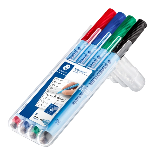 Een Viltstift Staedtler Lumocolor 305 non permanent correctable F set à 4 stuks koop je bij VHK Kantoorartikelen