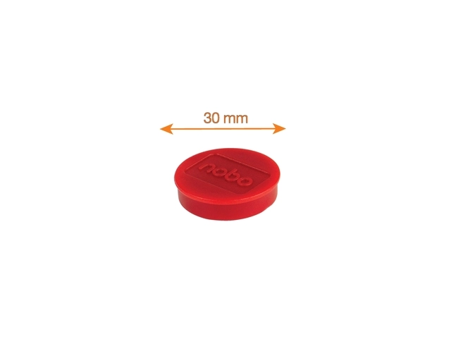 Een Magneet Nobo 30mm 700gr rood 4 stuks koop je bij The Cartridge Shop bvba