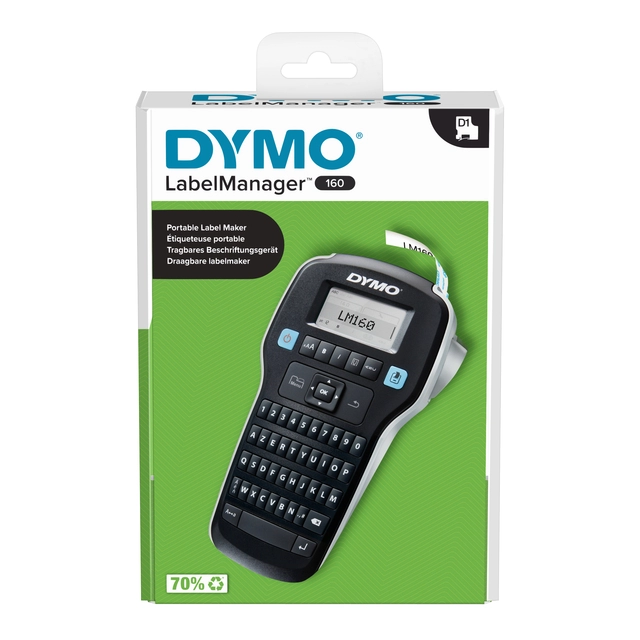 Een Labelprinter Dymo LabelManager 160 draagbaar azerty 12mm zwart koop je bij VHK Kantoorartikelen