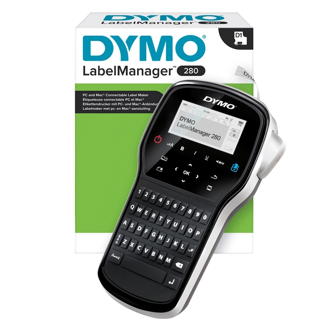 Een Labelprinter Dymo LabelManager 280 draagbaar qwerty 12mm zwart koop je bij VHK Kantoorartikelen