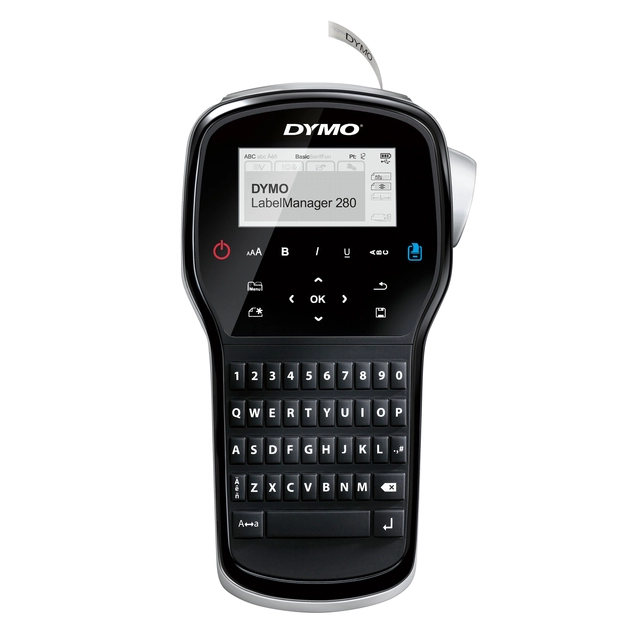 Een Labelprinter Dymo LabelManager 280 draagbaar qwerty 12mm zwart koop je bij VHK Kantoorartikelen