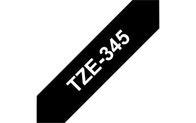 Een Labeltape Brother P-touch TZe-345 standaard 18mm wit op zwart koop je bij Hoekmankantoorartikelen.nl