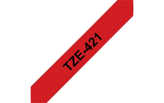 Een Labeltape Brother P-touch TZe-421 standaard 9mm zwart op rood koop je bij Hoekmankantoorartikelen.nl