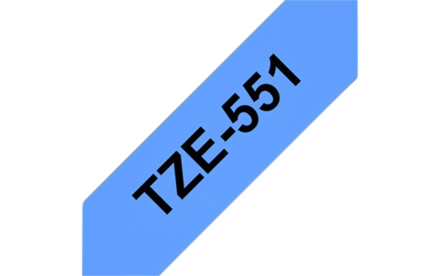 Een Labeltape Brother P-touch TZe-551 standaard 24mm zwart op blauw koop je bij Hoekmankantoorartikelen.nl