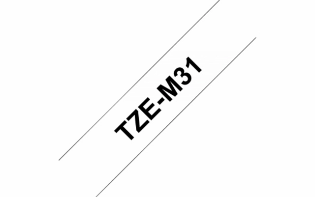 Een Labeltape Brother P-touch TZe-M31 mat 12mm zwart op transparant koop je bij Hoekmankantoorartikelen.nl