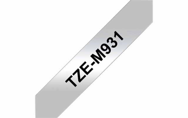 Een Labeltape Brother P-touch TZe-M931 metallic 12mm zwart op zilver koop je bij Hoekmankantoorartikelen.nl