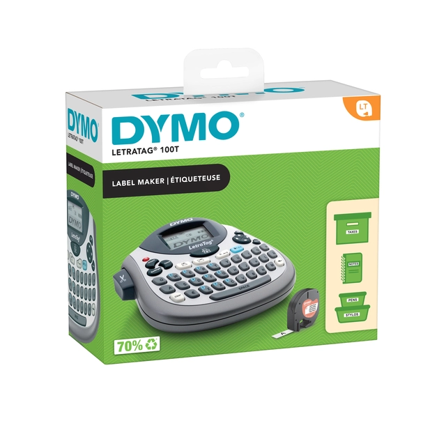 Een Labelprinter Dymo LetraTag 100T draagbaar qwerty 12mm zilver koop je bij VHK Kantoorartikelen