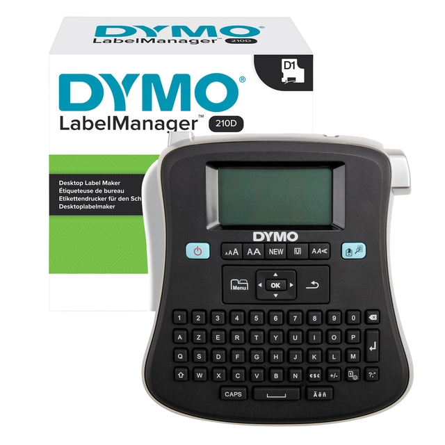 Een Labelprinter Dymo LabelManager 210D+ draagbaar azerty 12mm zwart koop je bij VHK Kantoorartikelen