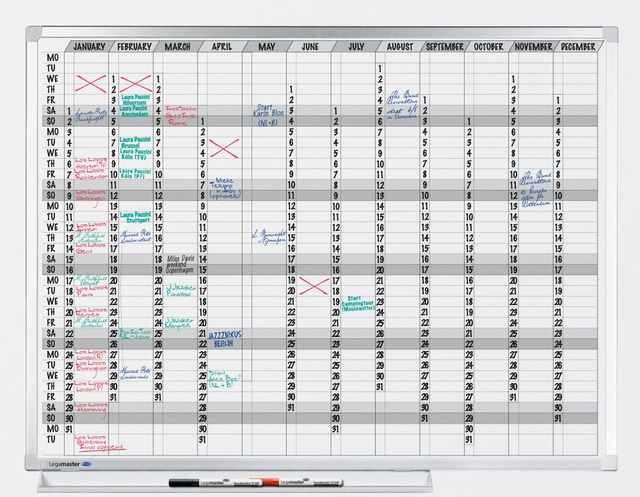 Een Planbord Legamaster professional jaarplanner hor 90x120cm koop je bij VHK Kantoorartikelen