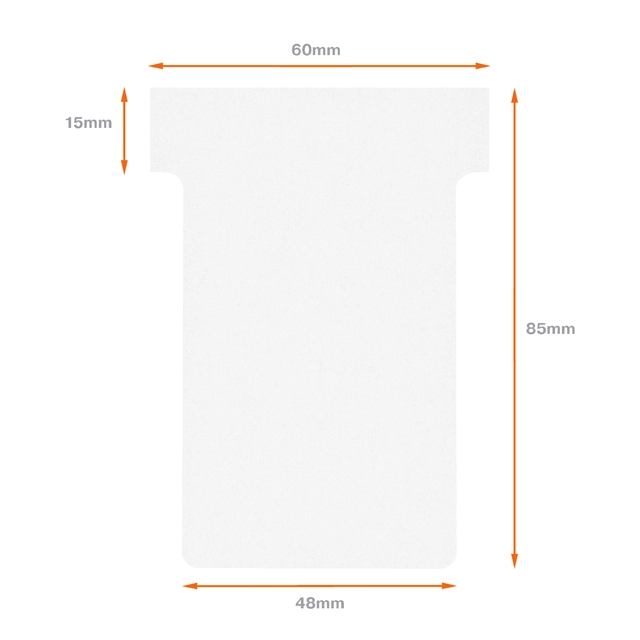 Een Planbord T-kaart Nobo nr 2 48mm wit 100 stuks koop je bij Hoekmankantoorartikelen.nl