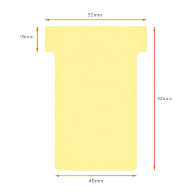 Een Planbord T-kaart Nobo nr 2 48mm geel 100 stuks koop je bij Hoekmankantoorartikelen.nl