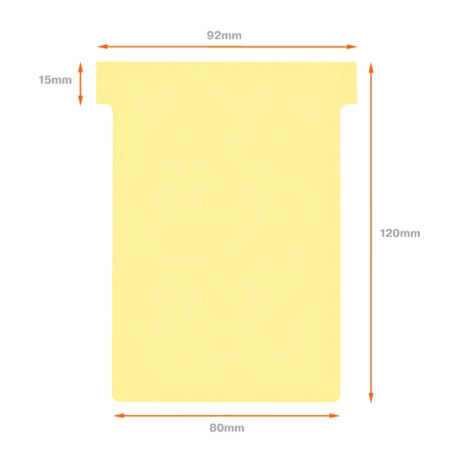 Een Planbord T-kaart Nobo nr 3 80mm geel 100 stuks koop je bij Hoekmankantoorartikelen.nl