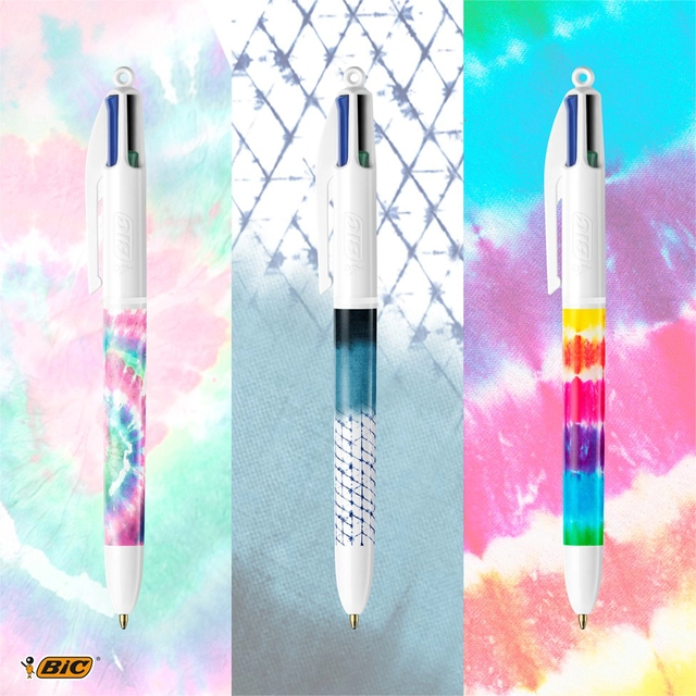 Een Balpen Bic 4 kleuren medium Botonical & Tie Dye koop je bij Hoekmankantoorartikelen.nl