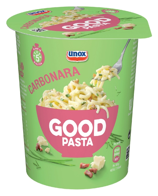 Een Good Pasta Unox spaghetti carbonara cup koop je bij VHK Kantoorartikelen