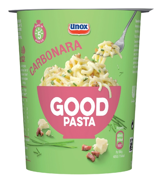 Een Good Pasta Unox spaghetti carbonara cup koop je bij VHK Kantoorartikelen