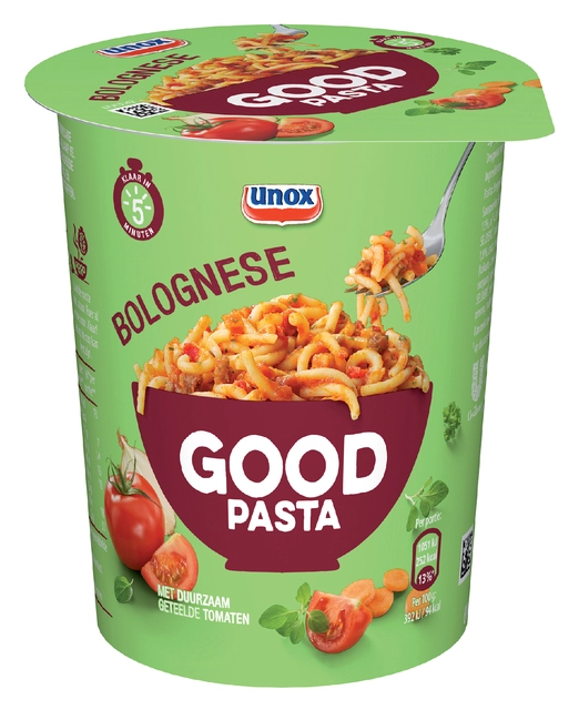 Een Good Pasta Unox spaghetti bolognese cup koop je bij Hoekmankantoorartikelen.nl