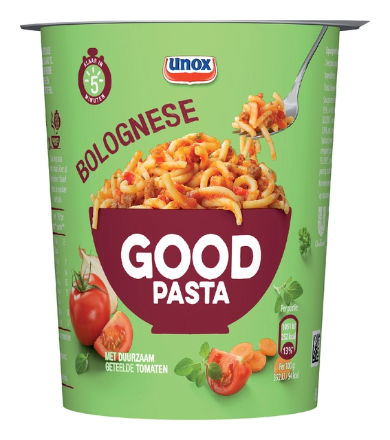 Een Good Pasta Unox spaghetti bolognese cup koop je bij Hoekmankantoorartikelen.nl