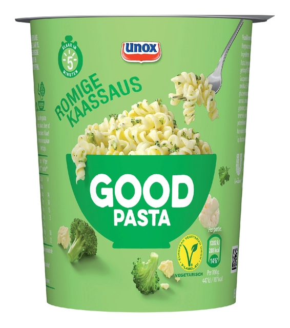 Een Good Pasta Unox kaassaus cup koop je bij Hoekmankantoorartikelen.nl