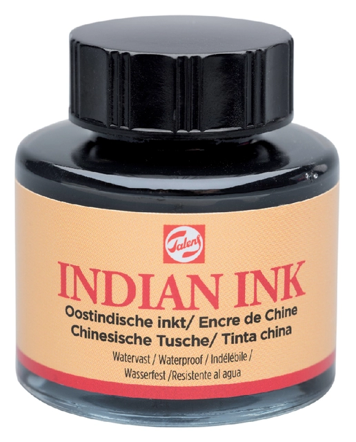 Een Oost-Indische inkt Talens zwart 30ml koop je bij VHK Kantoorartikelen