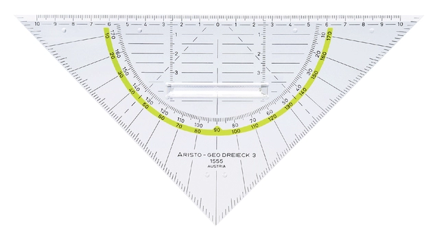 Een Geodriehoek Aristo 1555/2 225mm met greep transparant koop je bij VHK Kantoorartikelen