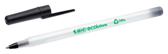 Een Balpen Bic ecolutions round stic medium zwart koop je bij VHK Kantoorartikelen