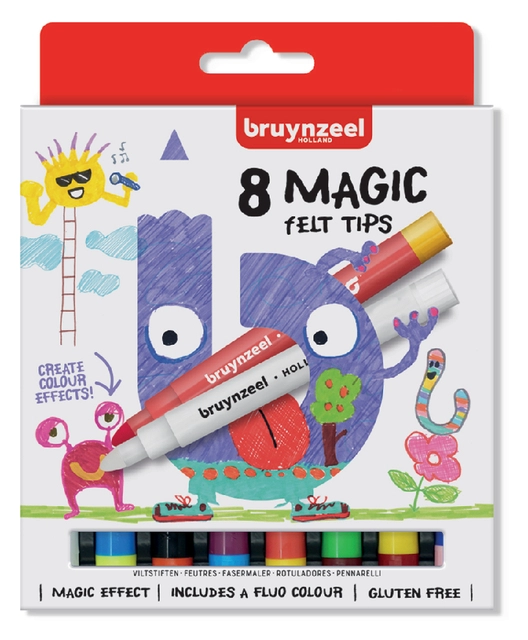 Een Viltstift Bruynzeel Kids Magic Points blister à 8 stuks assorti koop je bij VHK Kantoorartikelen