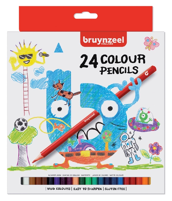 Een Kleurpotloden Bruynzeel Kids blister à 24 stuks assorti koop je bij Hoekmankantoorartikelen.nl