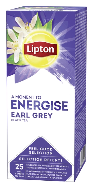 Een Thee Lipton Energise earl grey 25x1.5gr koop je bij VHK Kantoorartikelen