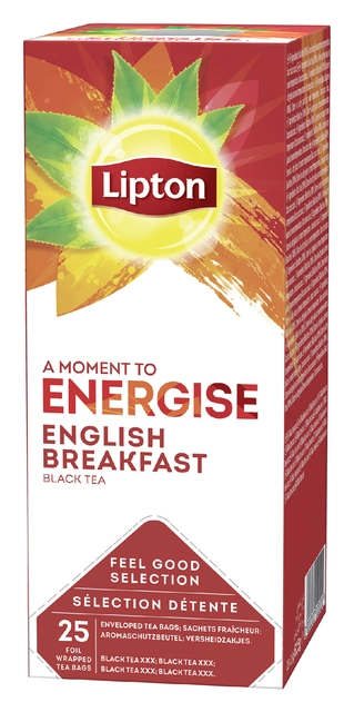 Een Thee Lipton Energise English breakfast 25x1.5gr koop je bij VHK Kantoorartikelen