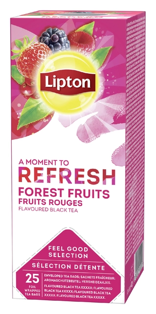 Een Thee Lipton Refresh forest fruits 25x1.5gr koop je bij VHK Kantoorartikelen