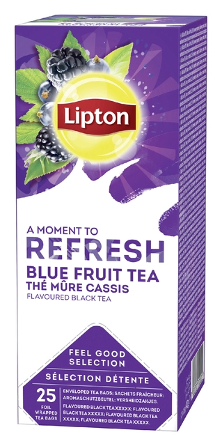 Een Thee Lipton Refresh blue fruit tea 25x1.5gr koop je bij VHK Kantoorartikelen