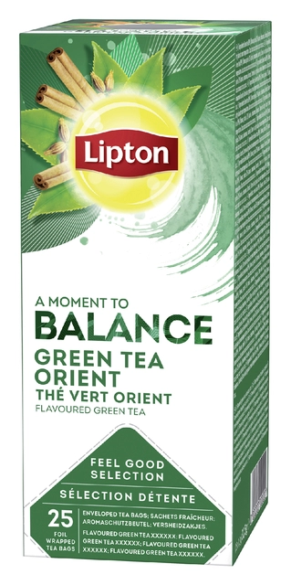 Een Thee Lipton Balance green tea orient 25x1.5gr koop je bij VHK Kantoorartikelen