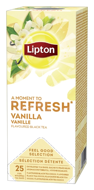 Een Thee Lipton Refresh vanille 25x1.5gr koop je bij VHK Kantoorartikelen