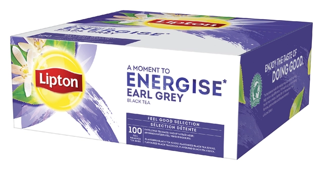 Een Thee Lipton Energise earl grey 100x1.5gr koop je bij VHK Kantoorartikelen