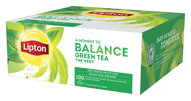 Een Thee Lipton Balance green tea 100x1.5gr koop je bij VHK Kantoorartikelen