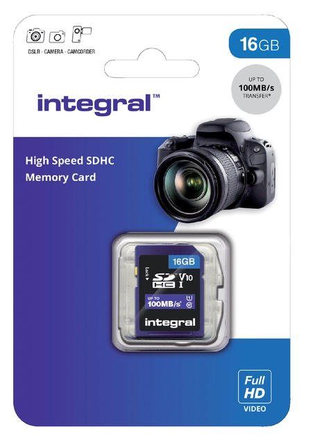 Een Geheugenkaart Integral SDHC V10 16GB koop je bij VHK Kantoorartikelen