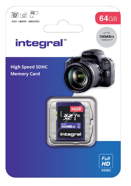 Een Geheugenkaart Integral SDXC V10 64GB koop je bij Hoekmankantoorartikelen.nl