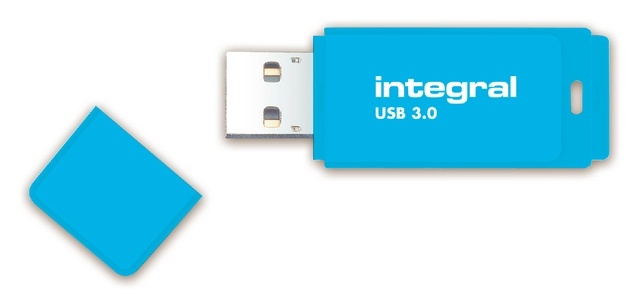 Een USB-stick 3.0 Integral 64GB neon blauw koop je bij VHK Kantoorartikelen