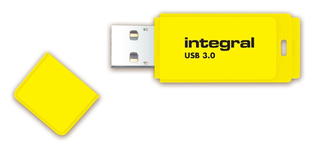 Een USB-stick 3.0 Integral 64GB neon geel koop je bij VHK Kantoorartikelen