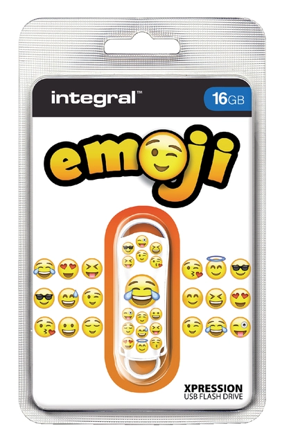 Een USB-Stick 2.0 Integral Xpression 16GB Emoji koop je bij VHK Kantoorartikelen