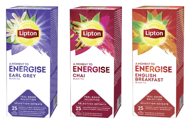 Een Thee Lipton Energise earl grey 25x1.5gr koop je bij VHK Kantoorartikelen