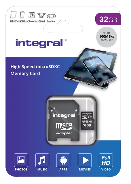 Een Geheugenkaart Integral microSDHC V10 32GB koop je bij VHK Kantoorartikelen